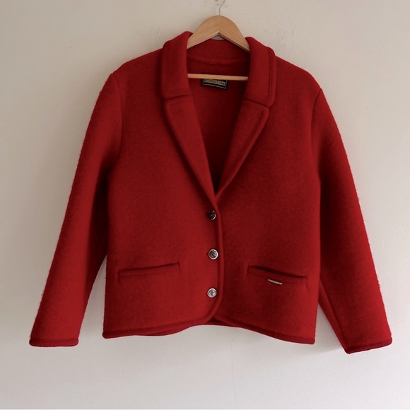 Geiger Jackets & Blazers - Geiger Vintage Red Boiled Wool Button Jacket Women's Size 8